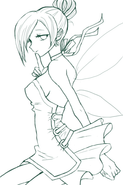 線画 ティンカーベル 塗って頂けたら嬉しいです Ibispaint