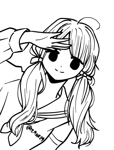 Cute Girl Lineart