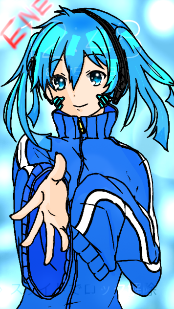 最初ミクちゃんで練習してました。エネ塗らせてもらいました。