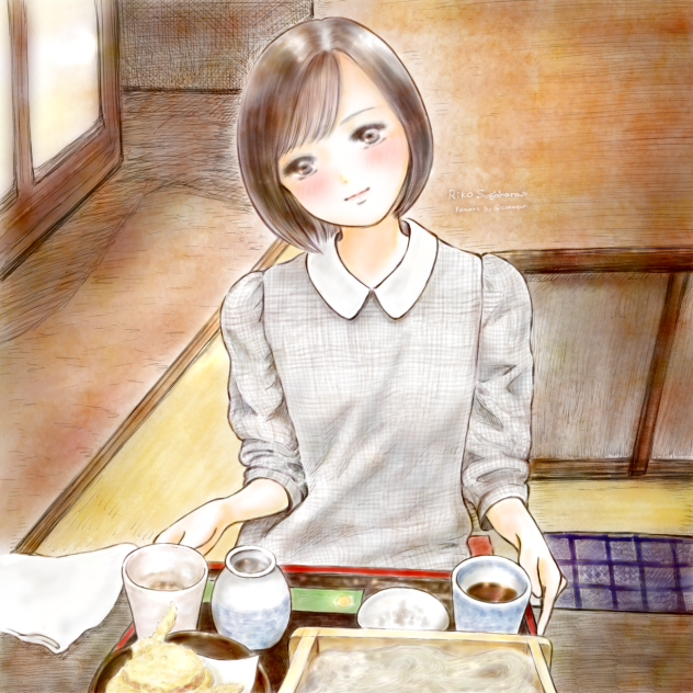 天ぷら蕎麦と女の子。