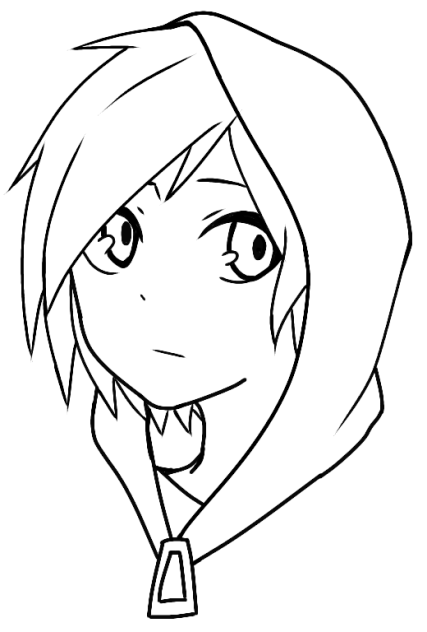 フード少女 塗り絵