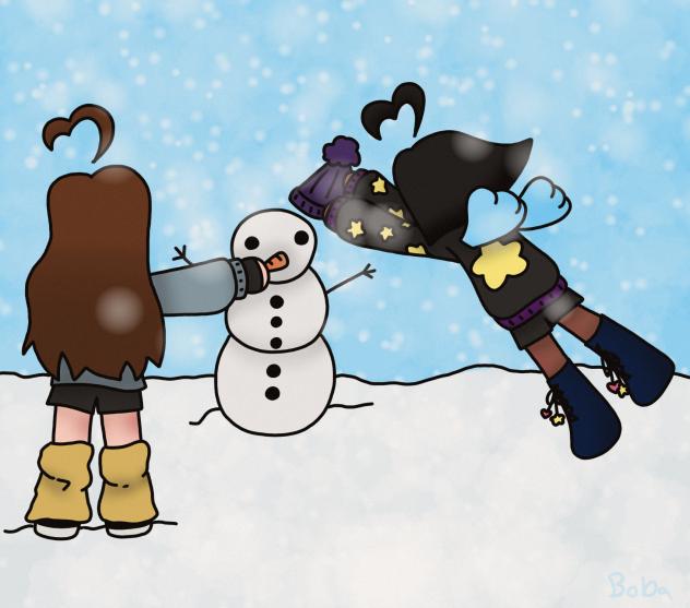 ☃️Daisy and Celeste making a snowman☃️