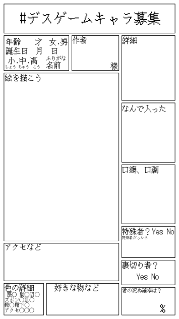デスゲームキャラ募集２