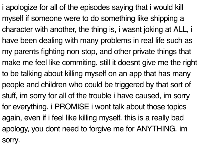 im sorry for my actions.