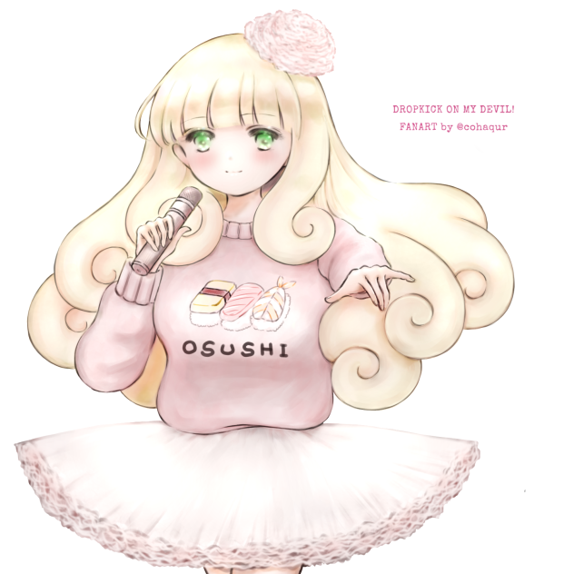 お寿司セーターを着て歌うぽぽろんちゃん。
