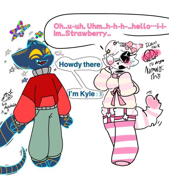 Cute greeting collab 💗🎀👽💙😺🍓🍰
