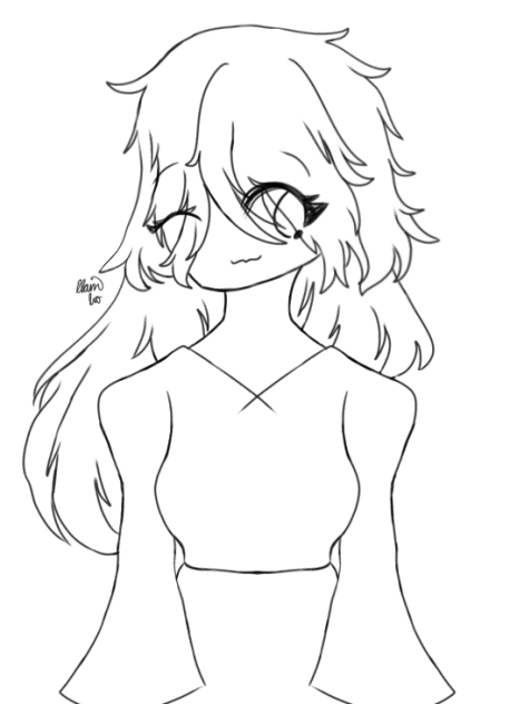 Beautiful Girl in Plain Clothing Lineart