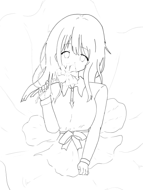 【線画】華 散って。