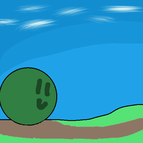 Green walking outside on a cloudy day - ibisPaint