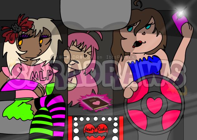 The girls on a roadtrip listening to VBC