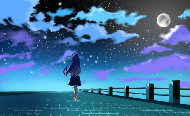 月明かりの下で。。