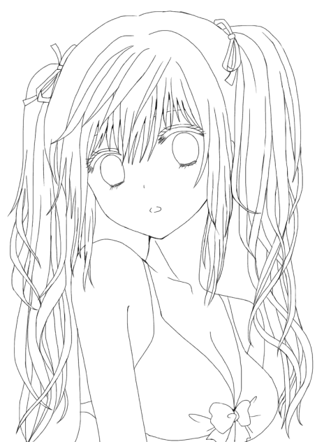 線画(水着ミク)