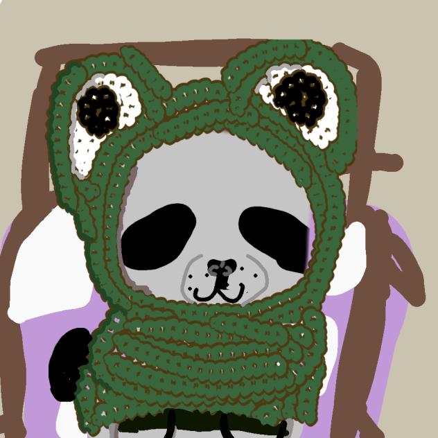 Panda in a frog hoodie