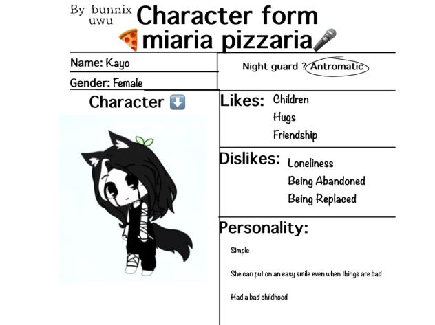 Character for, miaria pizzaria