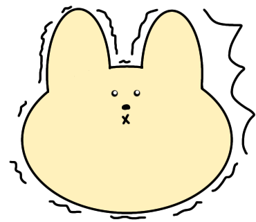 ビックリしてるゆるキャラで上向きのウサギのイラストを描きました