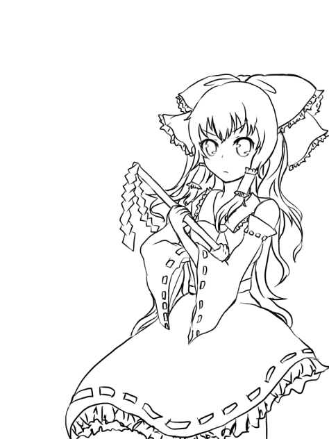 霊夢線画
