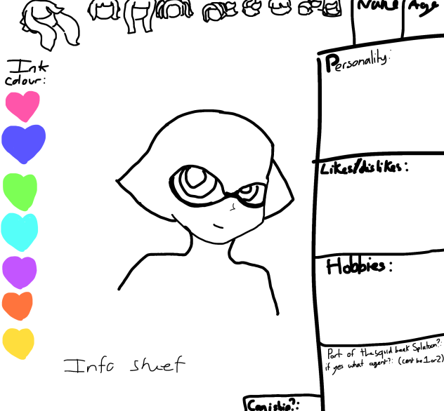 Character ref sheet for a comic