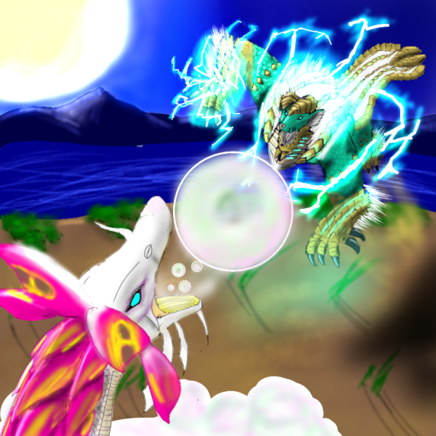 ジンオウガvsタマミツネ Ibispaint