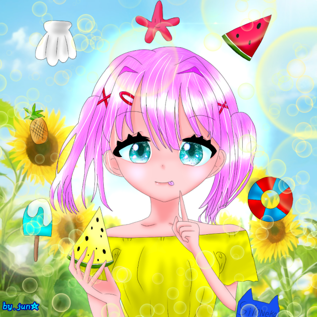 しろねこしろねこ様の塗り絵大会に参加させて頂きました♡