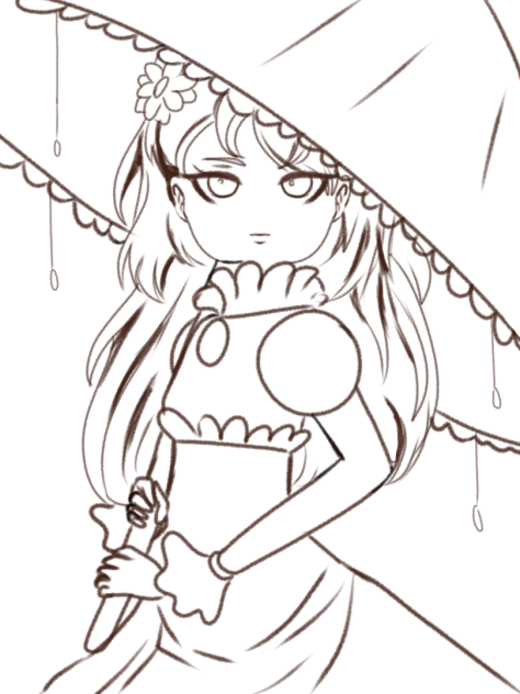 Under The Red Umberella Lineart