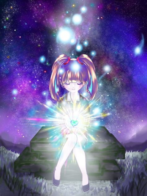 週末の落書き24 光を見る女の子