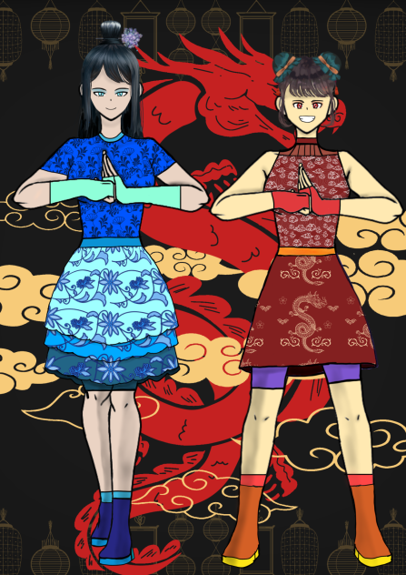 Chinese water and fire elements girls