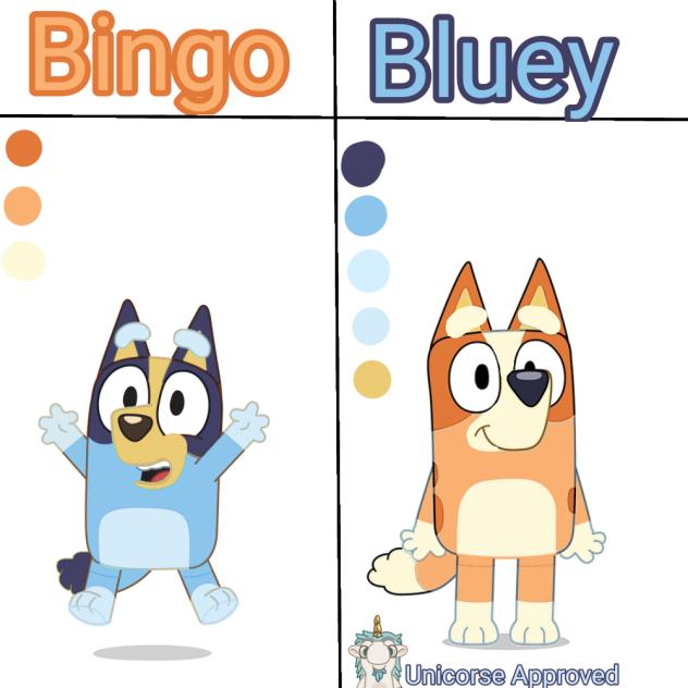 Bluey and Bingo color swap