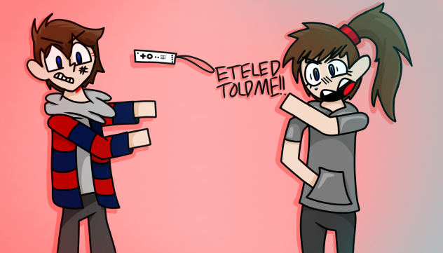 Sam throws a Wii remote at Kyle