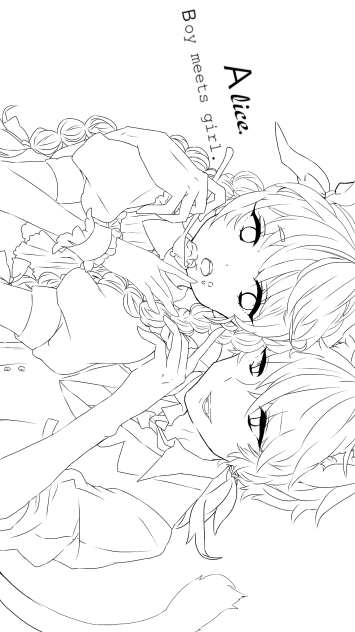 【線画塗ってください】Boy meets girl. アリス
