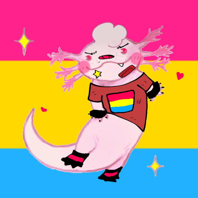A pansexual axolotl!