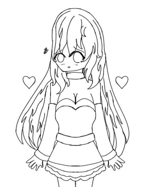 A Kinda shy pretty girl Lineart