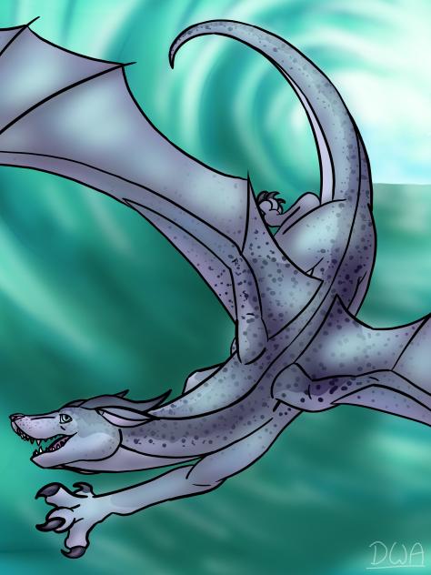 Dragon flying under the waves
