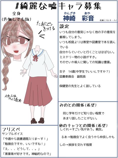 キャラ募集参加失礼します！