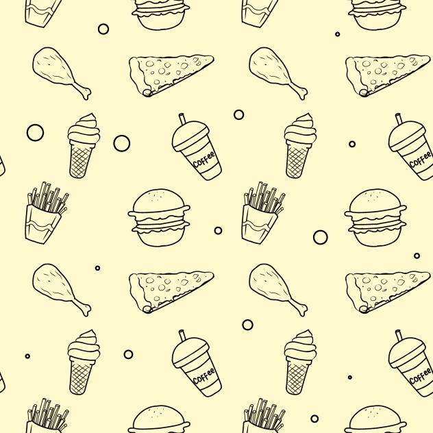 fast food pattern line art