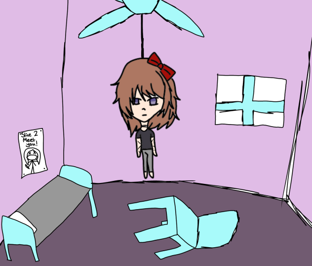 me attempting to draw sayori hanging
