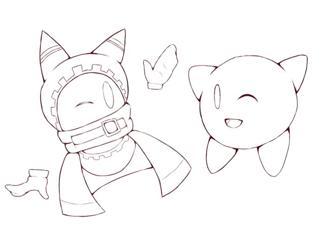 線画カービィ&マホロア
