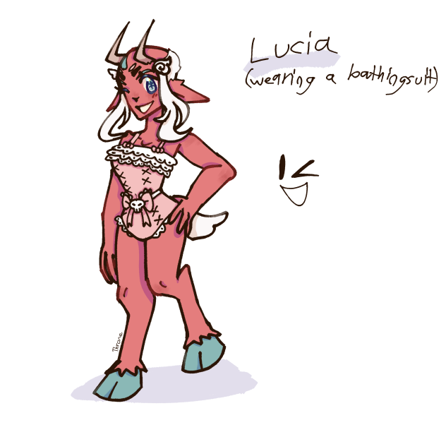 Lucia in a bathingsuit (~_~;)