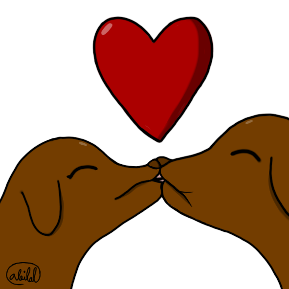 Dogs kissing eachother