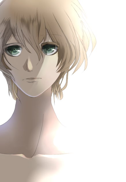 線画、男の子