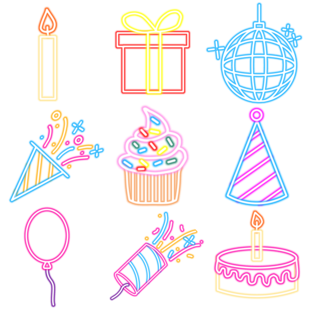 Party neon icons