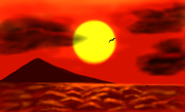 夕日と海
