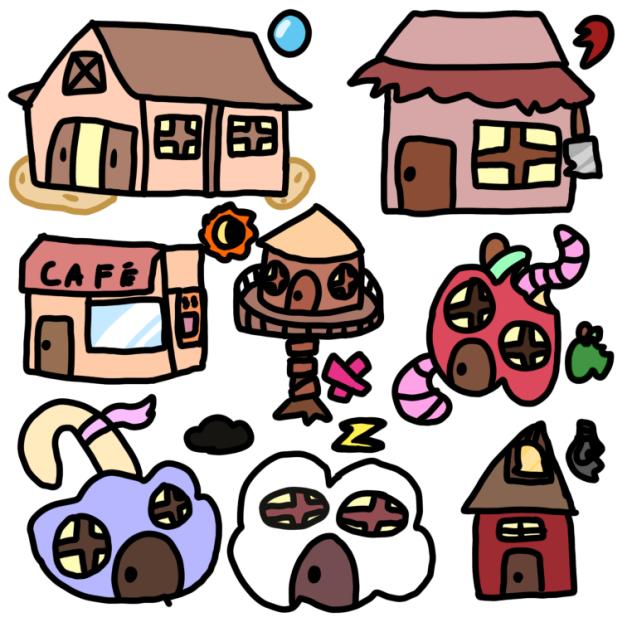 Frowning Critters Houses