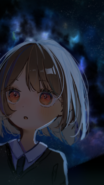 星空を見上げている少女