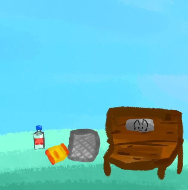 Silly bench next to trash + Bryce