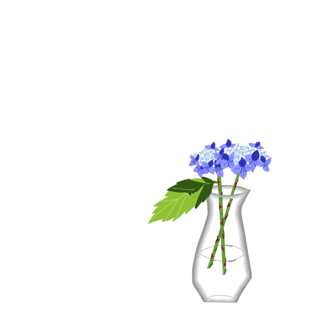額紫陽花と花瓶