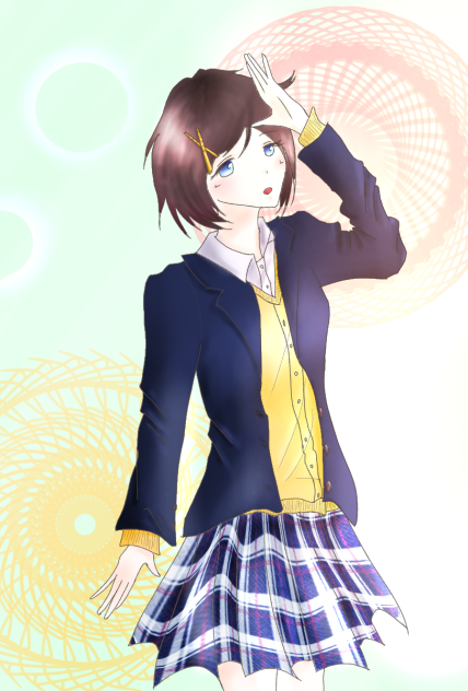 見上げる少女