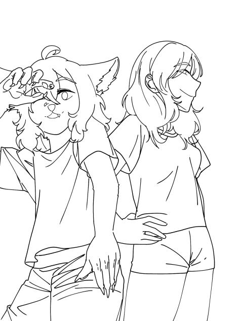 Me & @jin_artsu Selfie 17(Lineart)