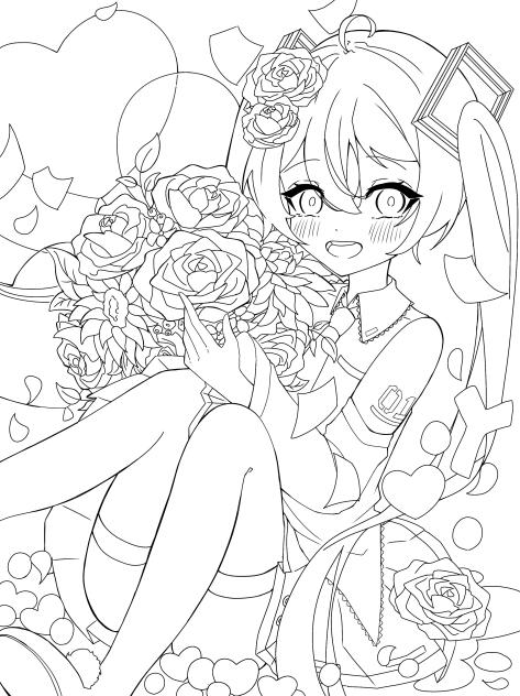 ミク100%記念日　線画