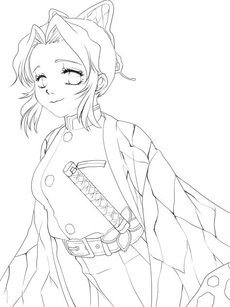 鬼滅の刃  胡蝶しのぶ線画