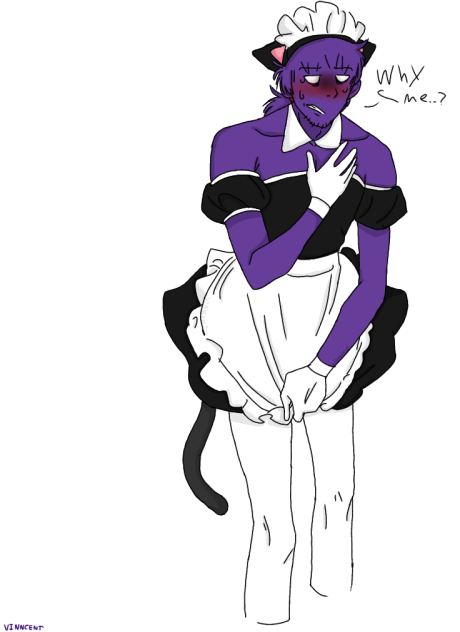 Vincent in a maid dress 😏